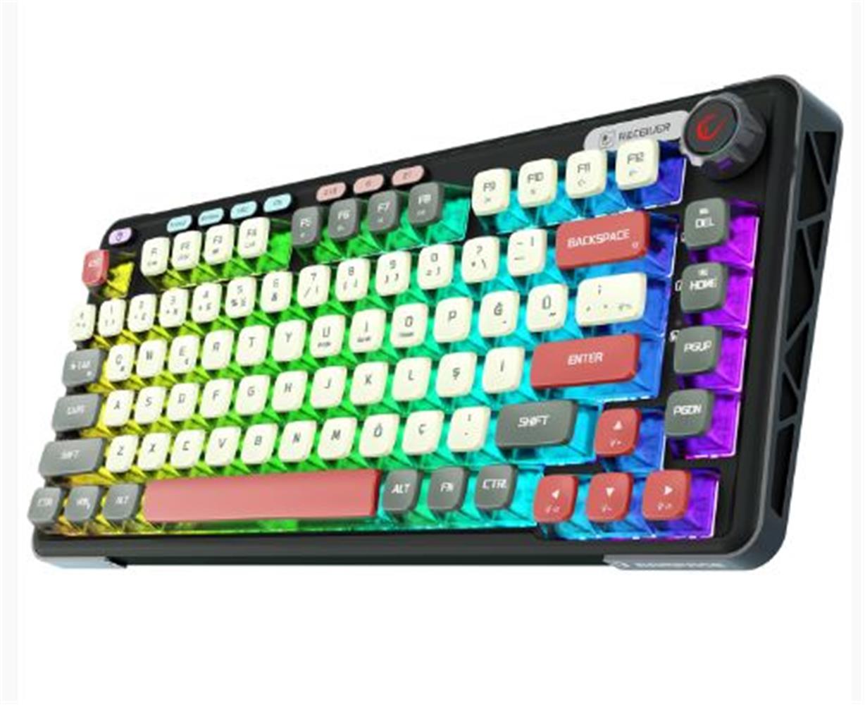 RAMPAGE EIRA TRANSPARAN HOT SWAP 2.4G + BT WIRELESS RGB GASKET OIL SWITCH TURKE Q  MEKANIK KLAVYE