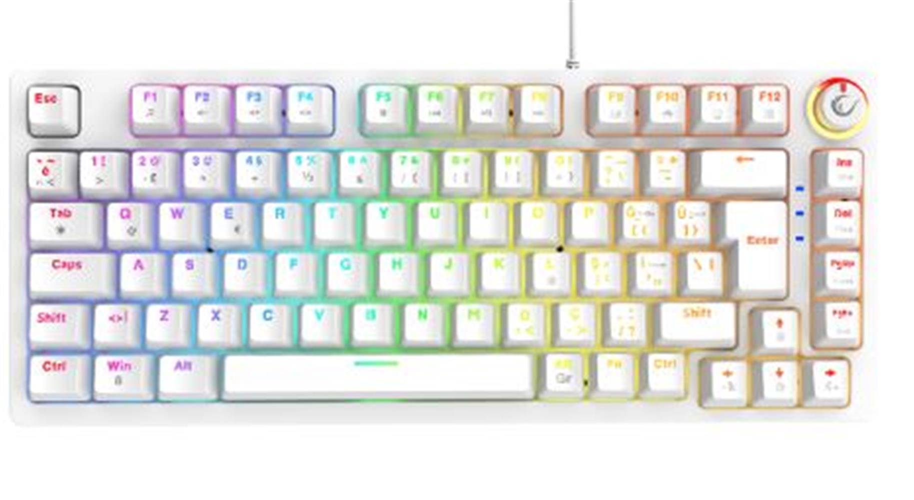 Rampage Enıgma 75 Beyaz Usb Rgb Aydınlatmalı Red Switch Tam Türkçe  Gaming Mekanik Klavye