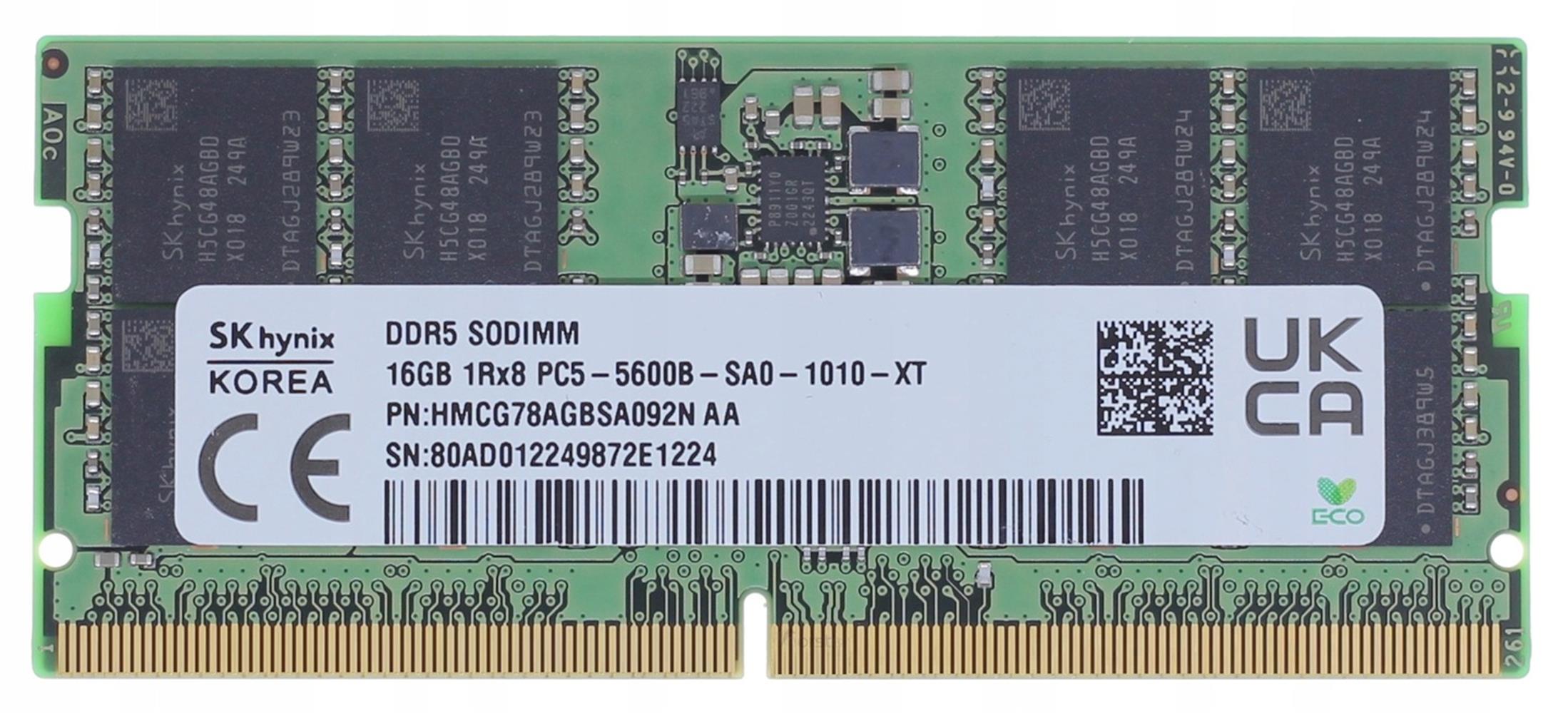 Hynıx 16Gb Ddr5 5600Mhz Hynıx 1.1V Sodimm Kutusuz Hmcg78Agbsa092N-Aa Notebook Ram