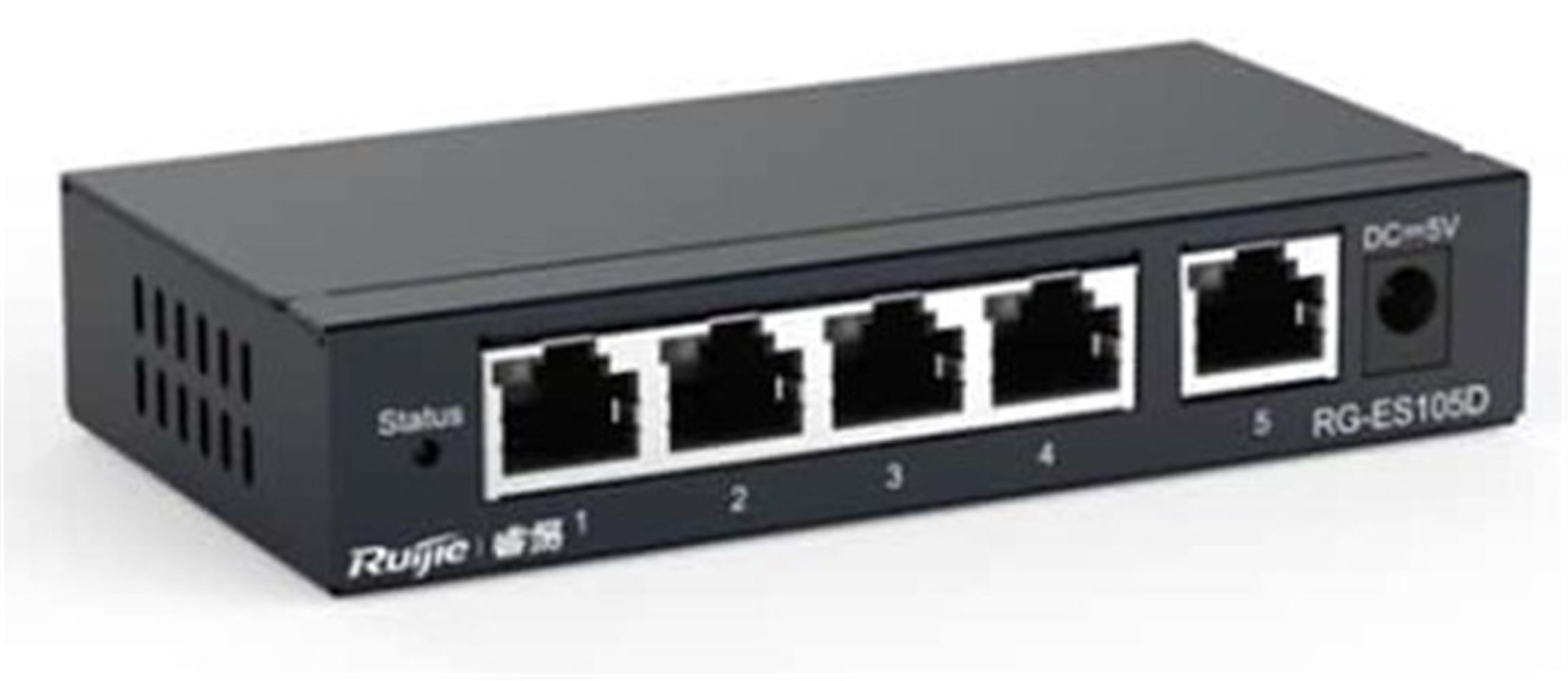 Ruijie-Reyee Rg-Es105D 5-Port 10-100 Mbps Switch Metal Kasa
