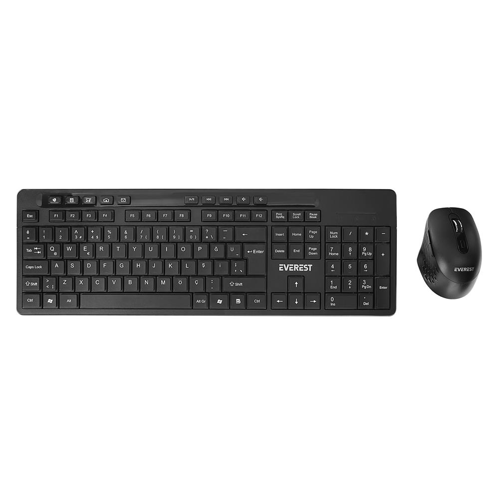 EVEREST KM-510 SIYAH KABLOSUZ Q MULTIMEDIA KLAVYE + MOUSE SET
