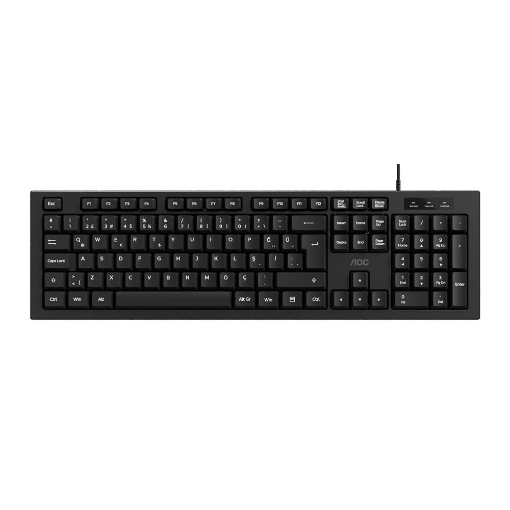 Aoc Kb130B-38 Usb Siyah Türkçe Kablolu Standart Klavye