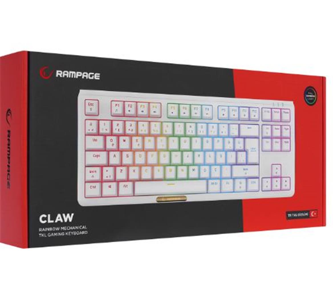 Rampage Claw Beyaz Red Swıtch Mekanik Gaming Oyuncu Klavye Rainbow Tkl