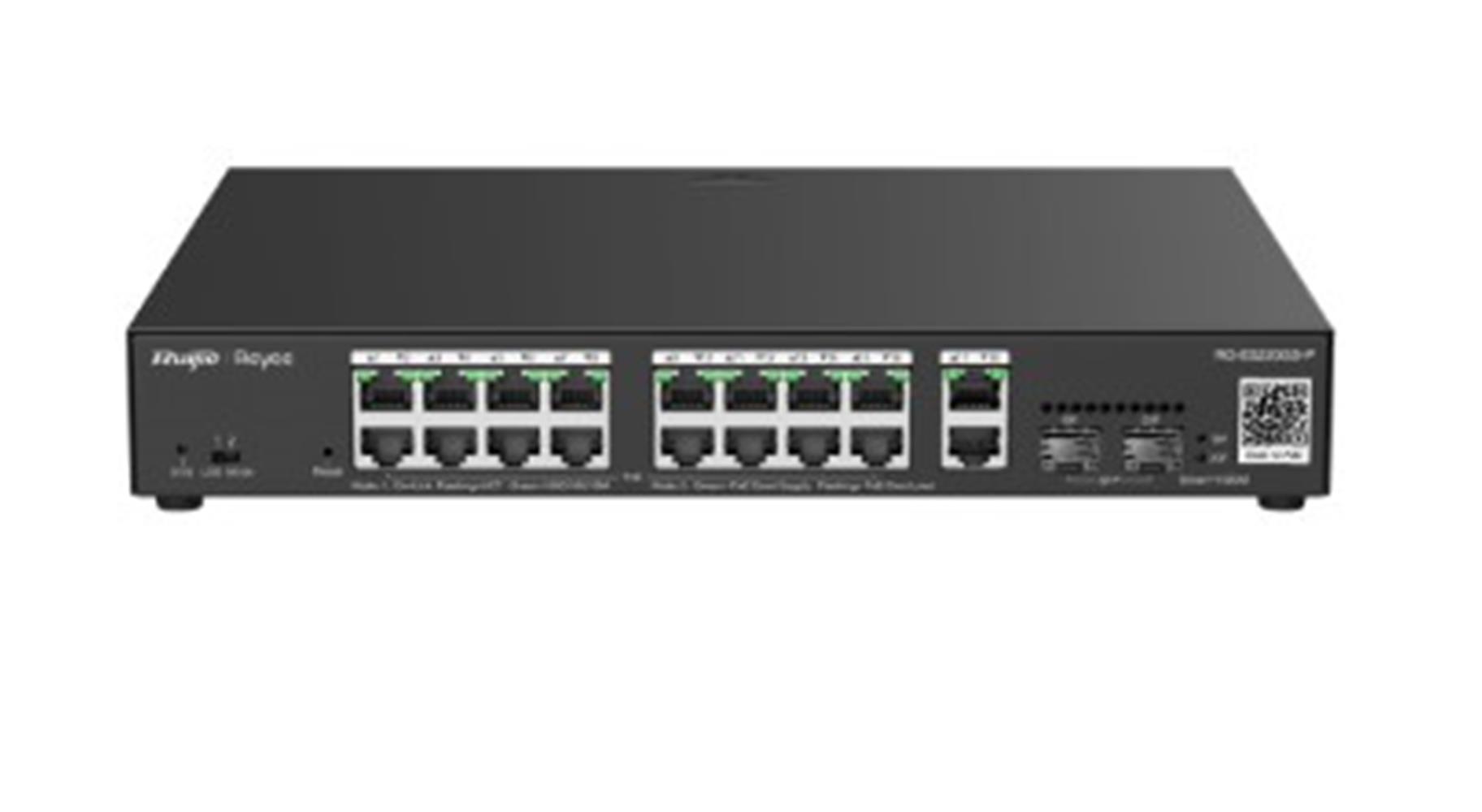 Reyee Rg-Es220Gs-Lp 20 Portlu 10-100-1000 Yönetilebilir 2Sfp 2 Gigabit Rj45 Uplink 16Port Poe+(130W)