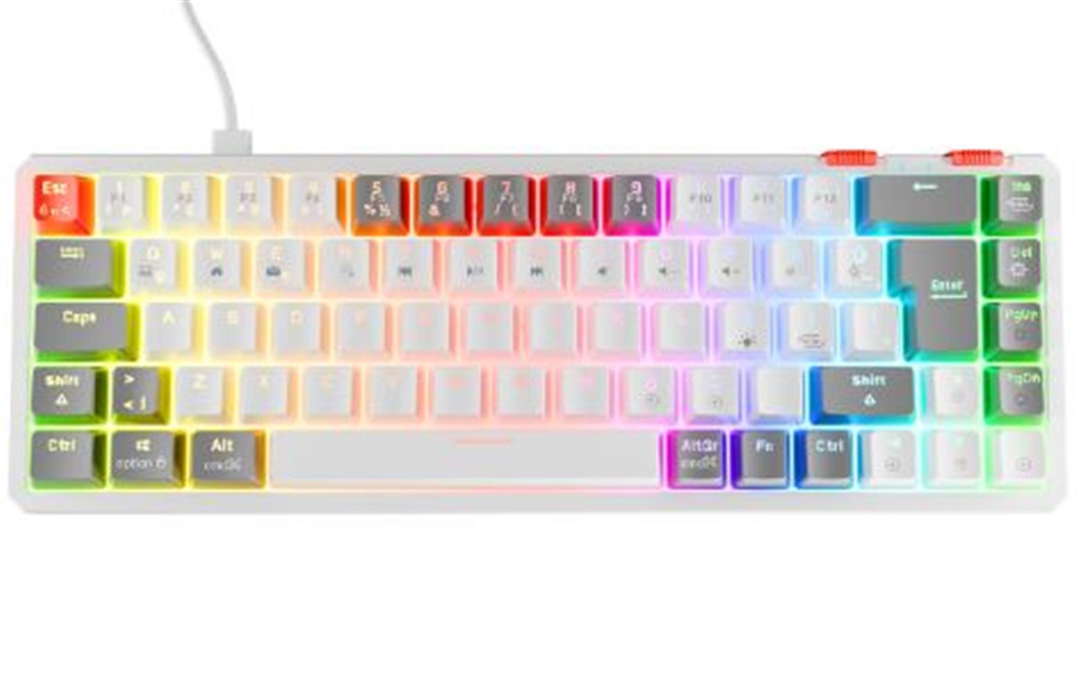 RAMPAGE YORU MINI BEYAZ-GRI TYPE-C BA�LANTILI OUTEMU RED SWICH Q MEKANIK GAMING OYUNCU KLAVYE RGB