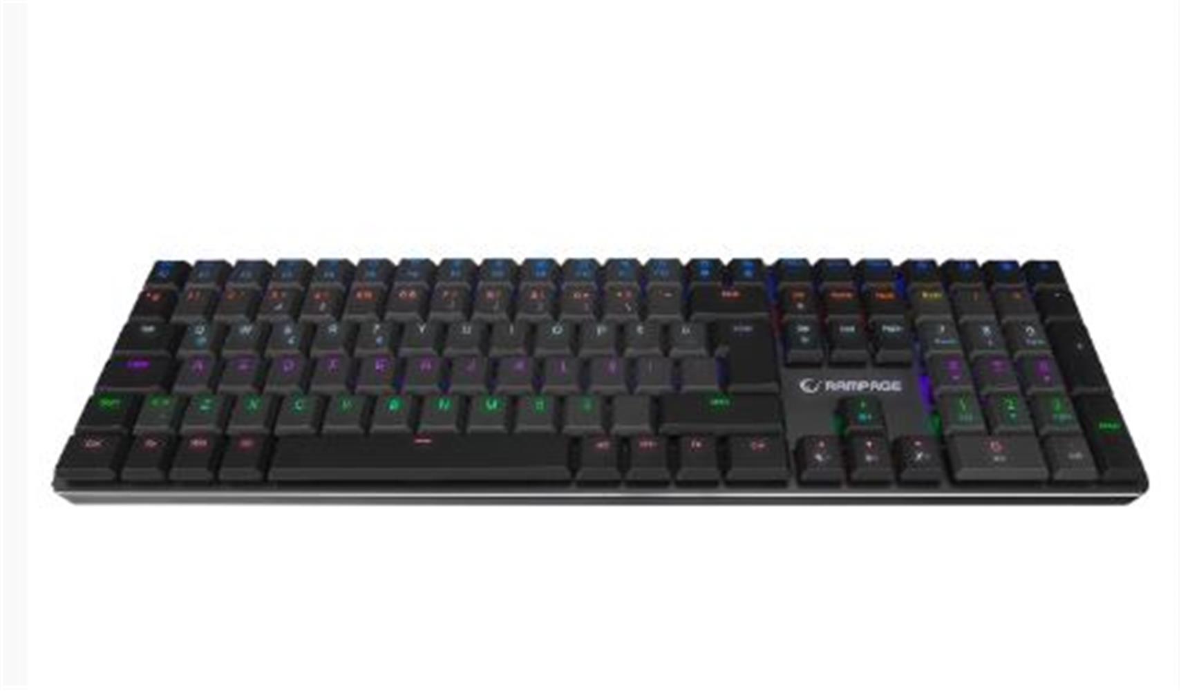 RAMPAGE GRANITE PRO SIYAH-GRI LOW PROFILE BLUE SWITCH Q RAINBOW MEKANIK GAMING OYUNCU KLAVYE