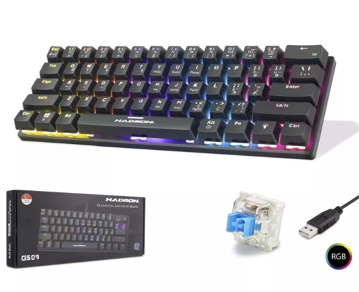 Hadron G509B Siyah Mekanik Gaming Mini Klavye Blue Switch RGB 