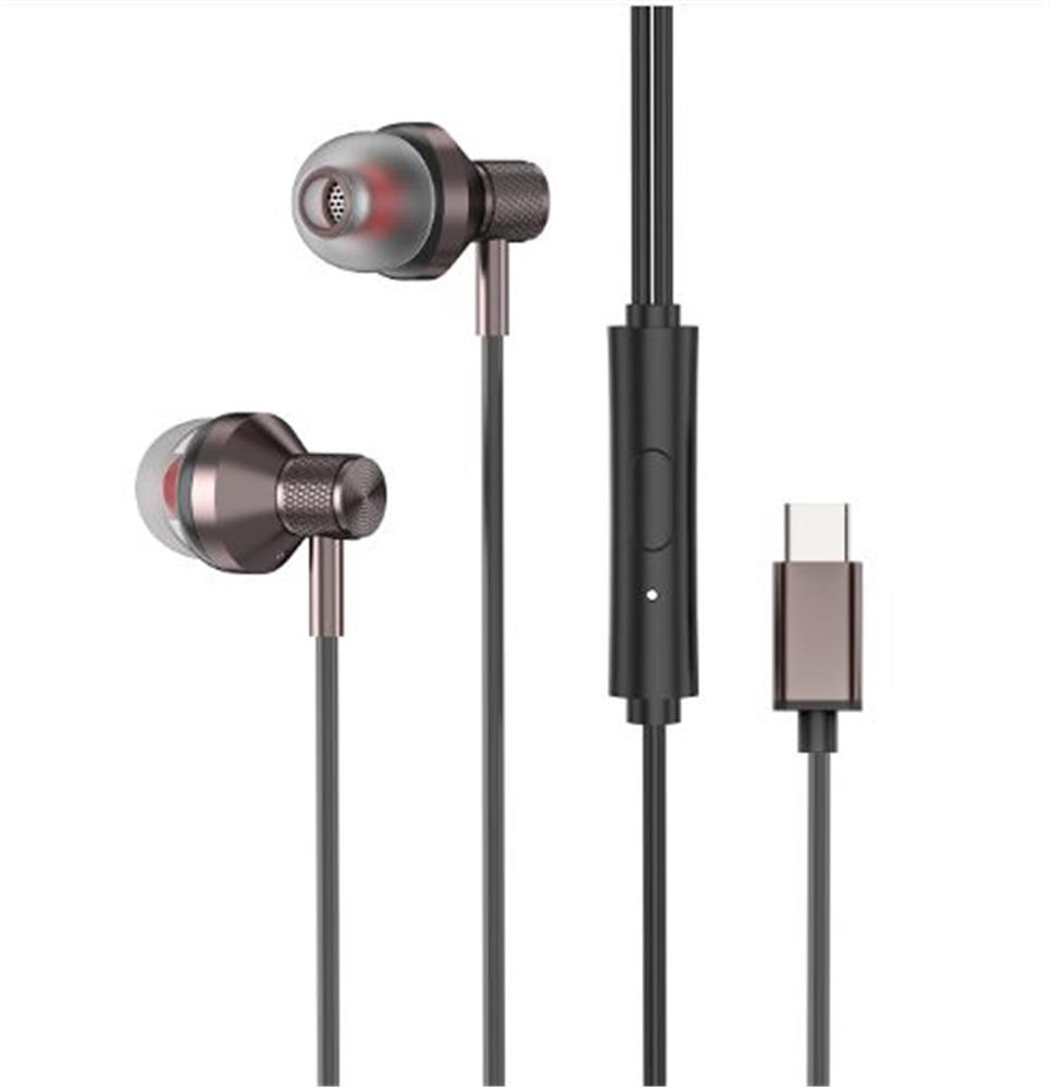 S-Link Sl-Tpk03 Typec Telefon Uyumlu Metal Siyah Kulak İçi Mikrofonlu Kulaklık