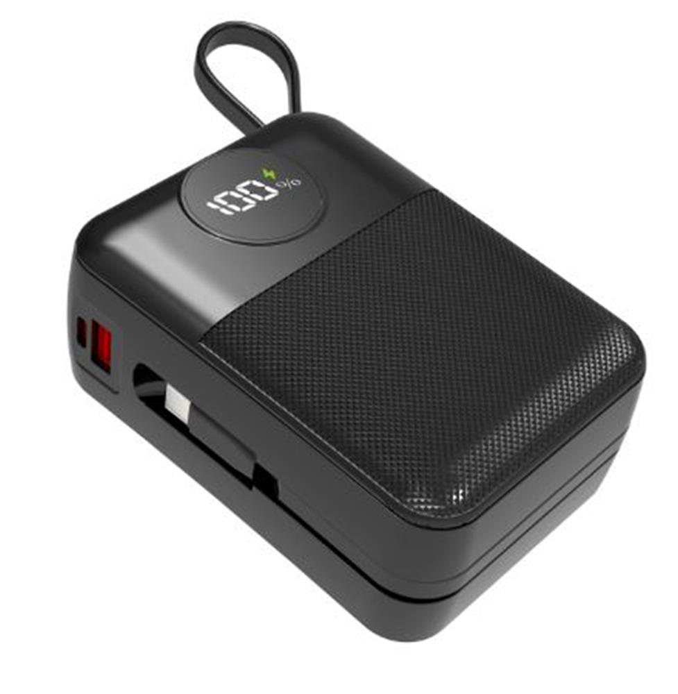 S-Link Mp130 30000Mah Pd22.5W Type-C+Lightning Kablolu Siyah Pil Şarj Cihazı Powerbank