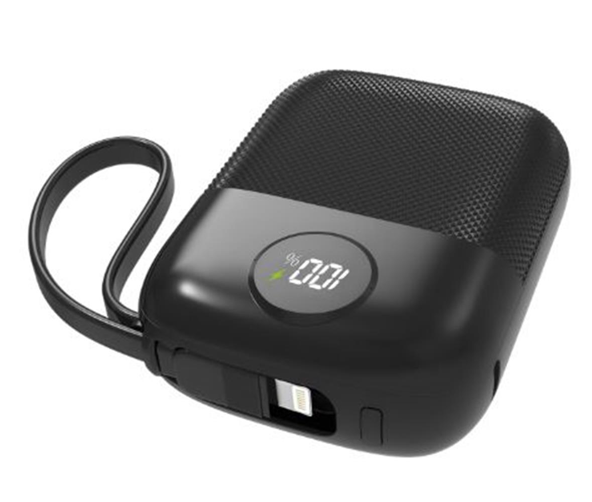 S-Link Mp110 10000Mah Pd22.5W Type-C+Lightning Kablolu Siyah  Pil Şarj Cihazı Powerbank