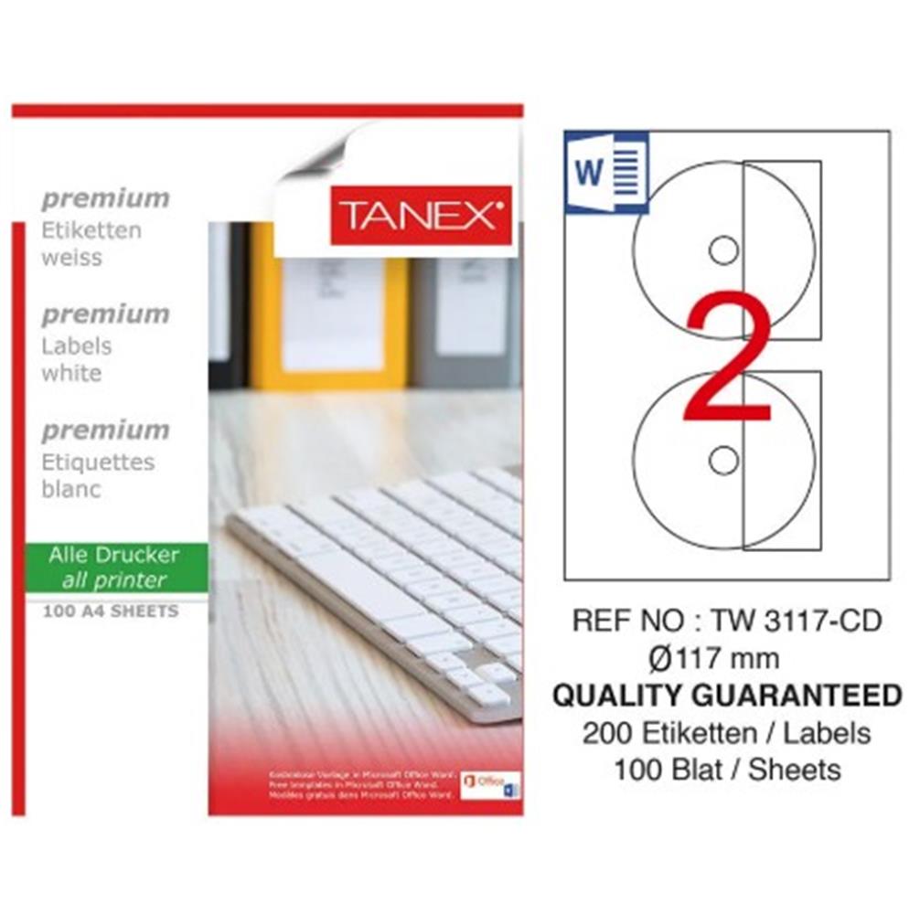 TANEX TW-3117 117 MM 50LI GUMU� LASER ETIKET