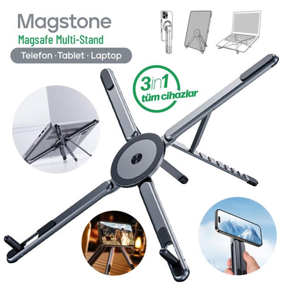 Feny Fn-Ms10 Magstone 360° Dönebi·len Ayarlanabi·li·r Kademeli· 3İ·n1 Magsafe Laptop Stand