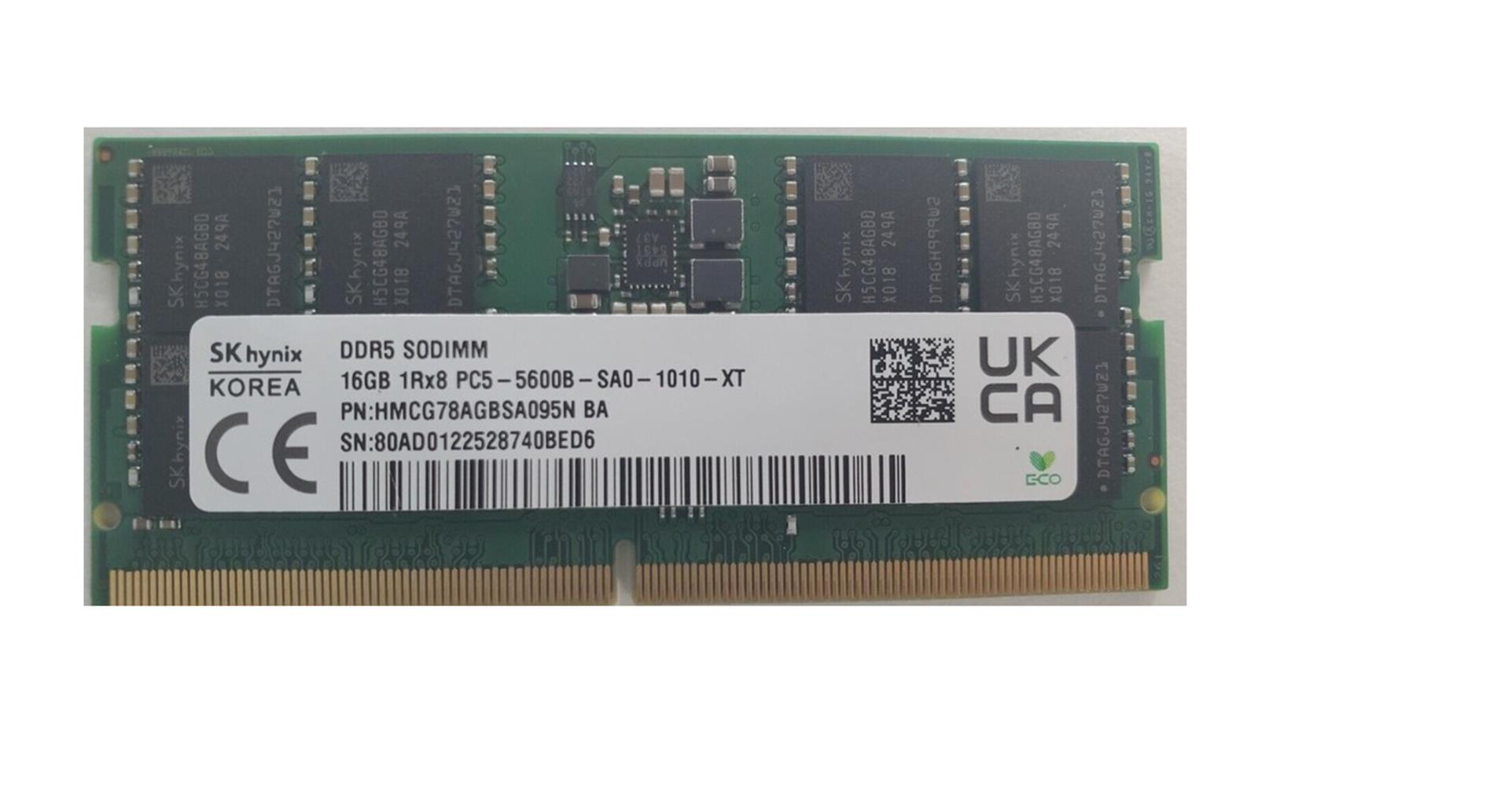 Sk Hynix Sk-Hynix Hmcg78Agbsa095N 16Gb Ddr5 5600Mt Cl46 262 Pin Sodımm, 1.1V Notebook Ram Bellek