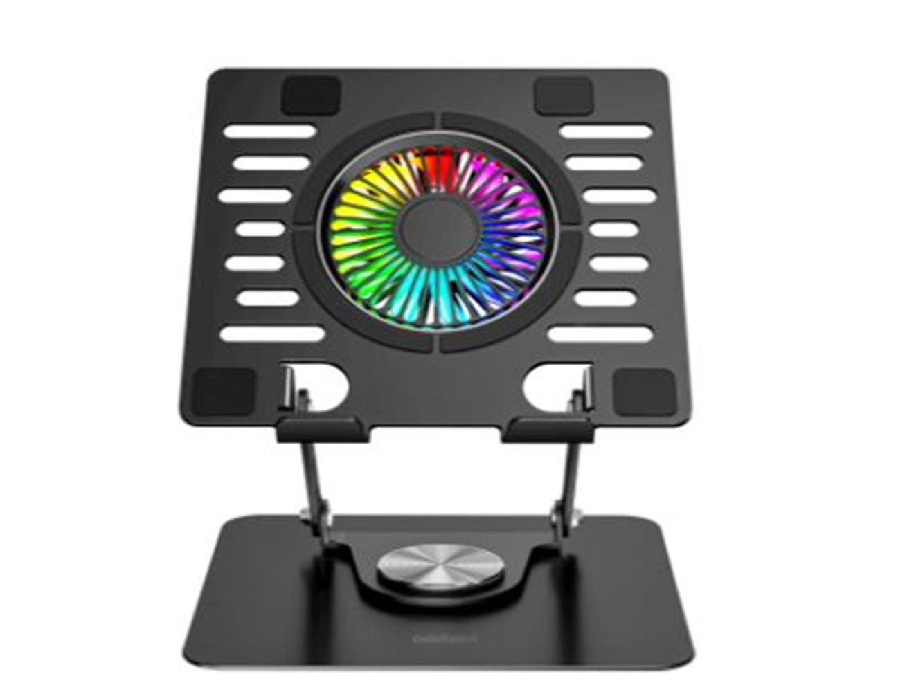 Addison Ad-Rc36 Steely 360 Derece Dönebilen Fanlı Rgb Işıklı Ayarlanabilir Siyah Metal Laptop Stand
