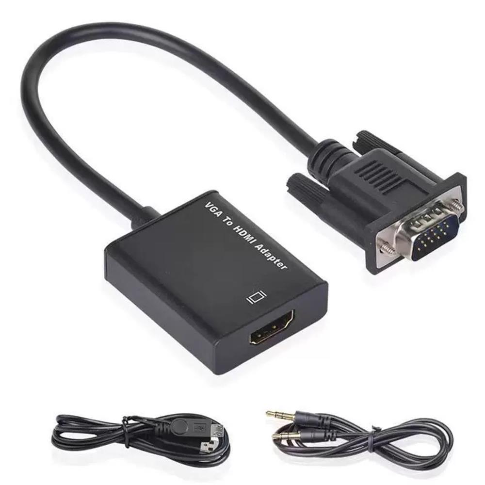 Vcom Cg597 Vga Erkek To Hdmi Dişi+Aux Siyah Dönüştürücü