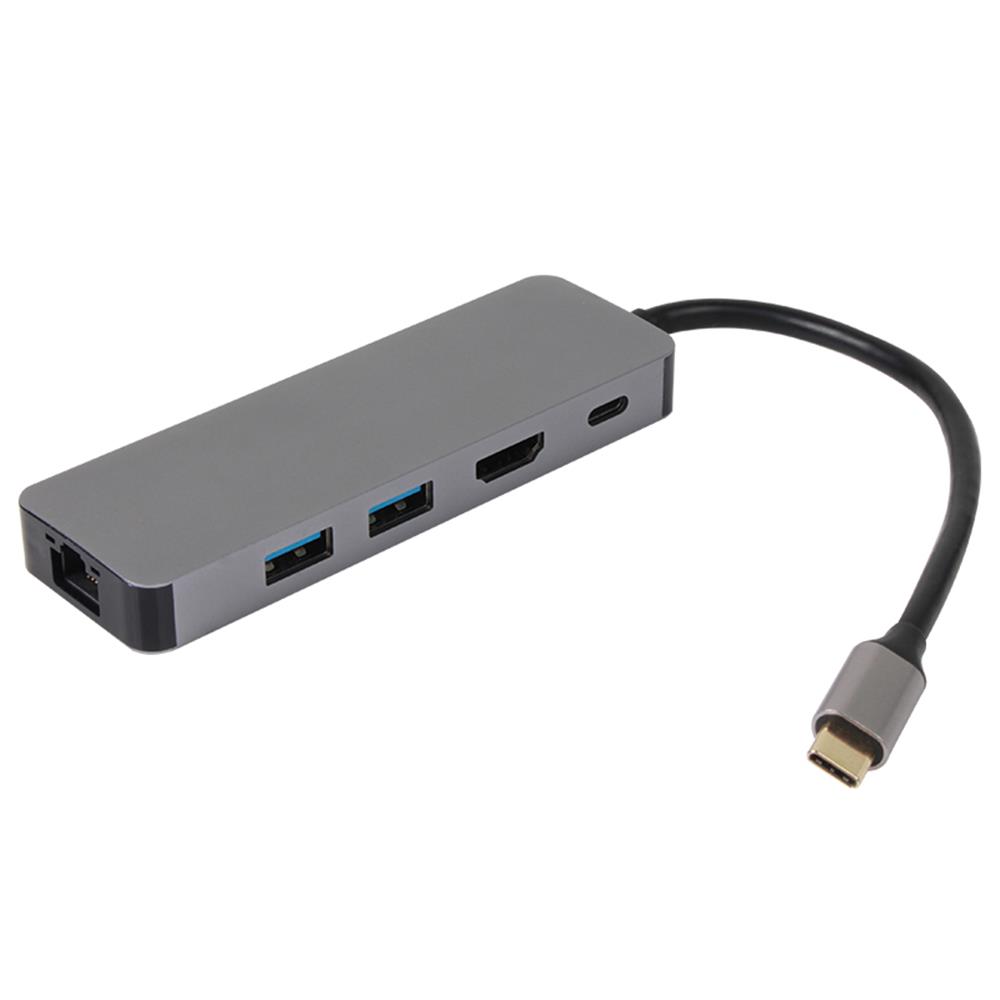 Vcom Cu4592 Type-C To Hdmı (4K@30Hz)+2-Usb A 3.0 (5Gb)+Gigabit Lan+Pd 3.0 100W Çoklayıcı