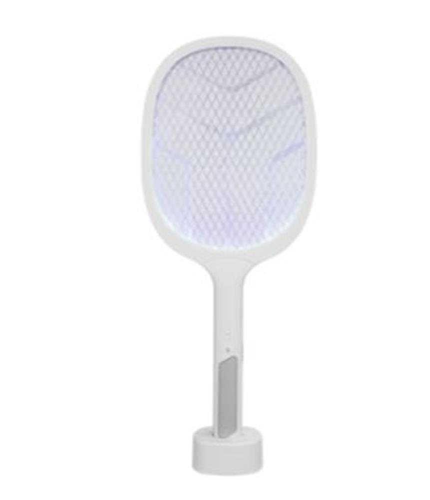 Asonic As-A25 Uv Mavi Işıklı Şarjli Masaüstü Raket Sinek Öldürücü Beyaz-Gri 1200Mah 3000V Çıkış
