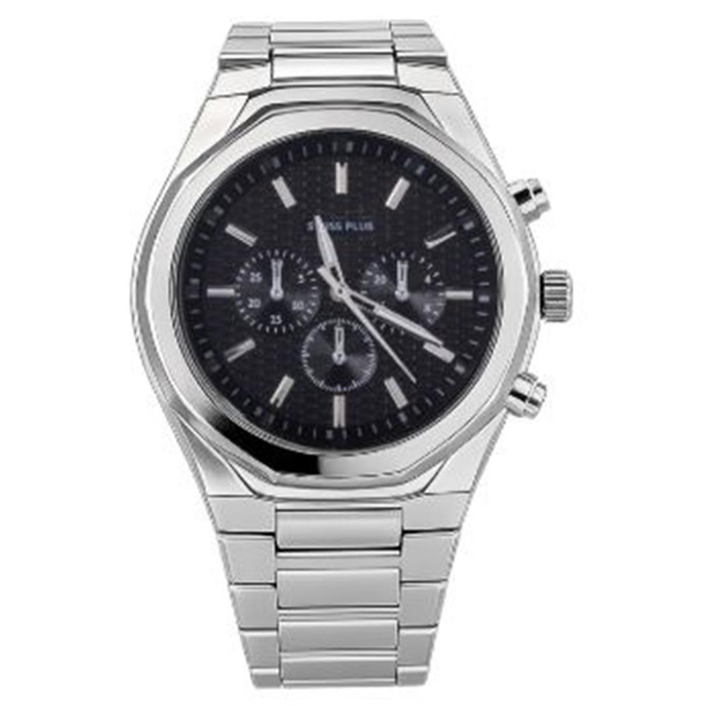 Swiss Plus Man Watch Basic Seri Model-4 St3503Ags Plus Black-Silver