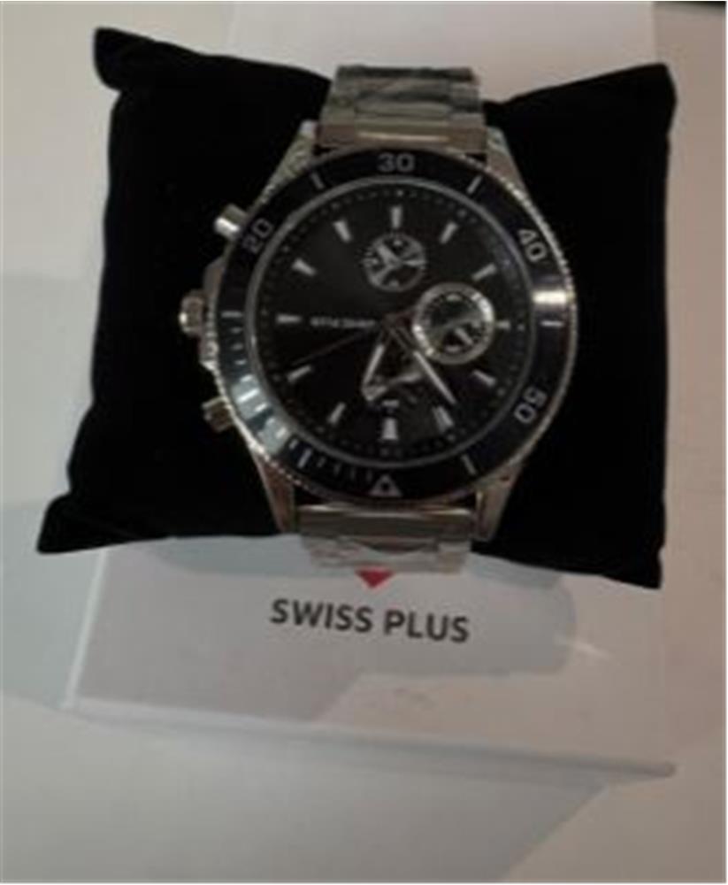 Swiss Plus Man Watch Basic Seri Model-7 St3504Ags Lüx Black-Silver