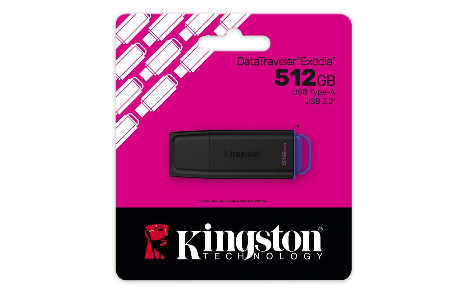 Kingston DTXG2-512GB 512GB Portable USB 3.2 Gen 1 DataTraveler Exodia Black-Purple Flash Bellek 