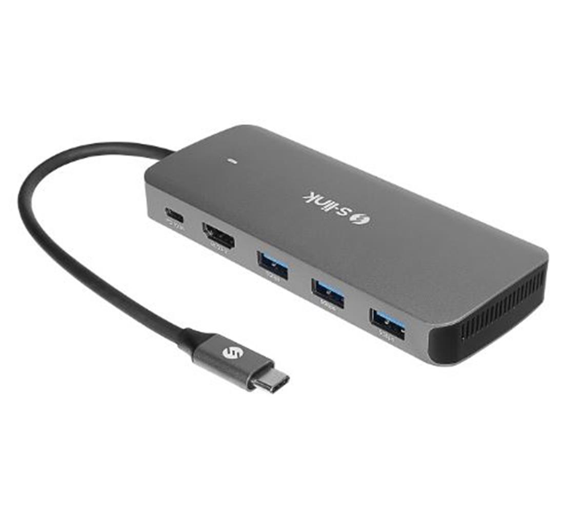 S-Link Swv-Usbc036 6 İn 1 Gri Metal Type-C To Hdmı Depolama Fonskiyonlu 6 İn 1 Usb-C Hub