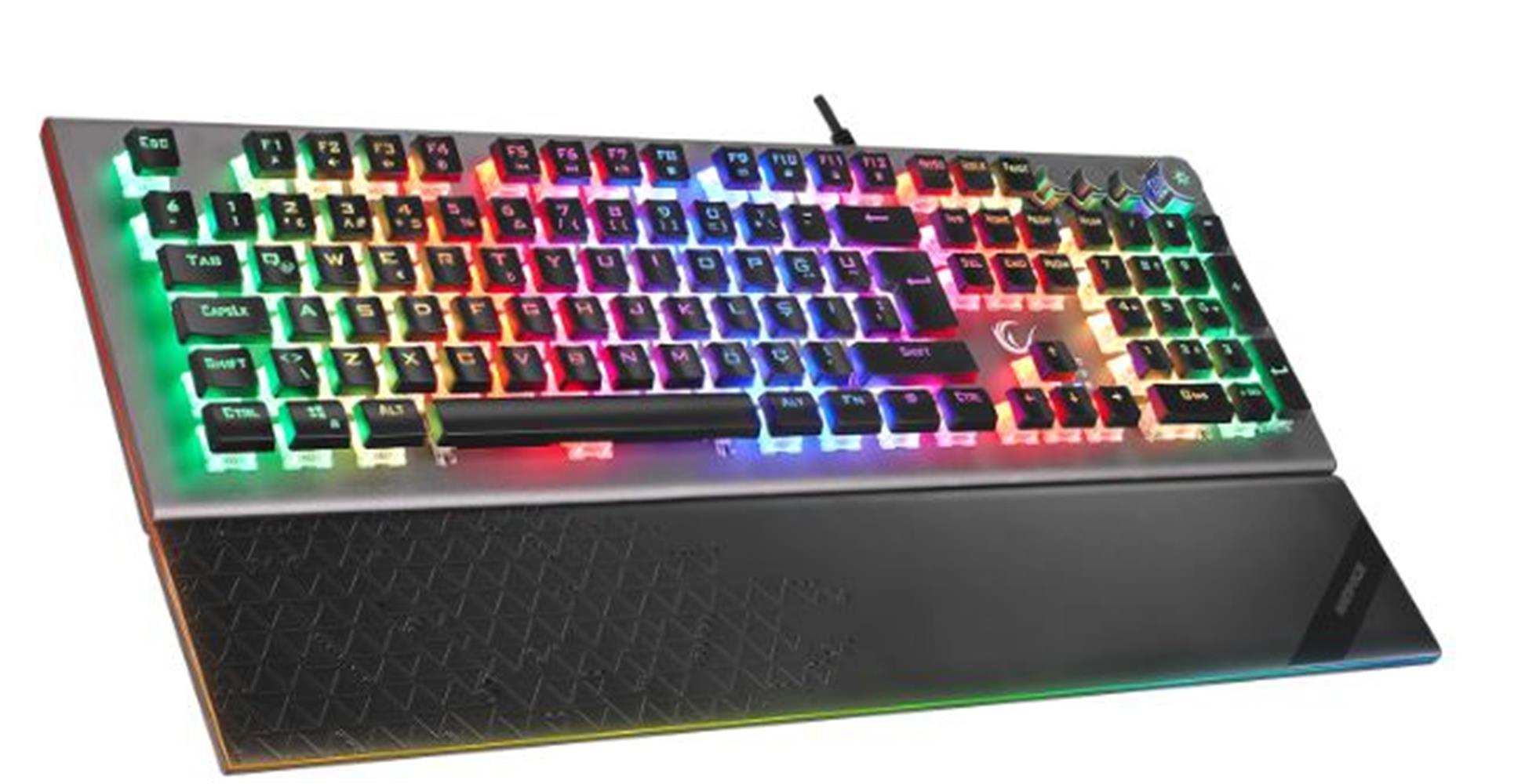 Rampage Kb-R101 Impressıve Gri-Siyah Usb Rgb Aydınlatmalı İnce Tasarım Red Switch Oyuncu Klavyesi