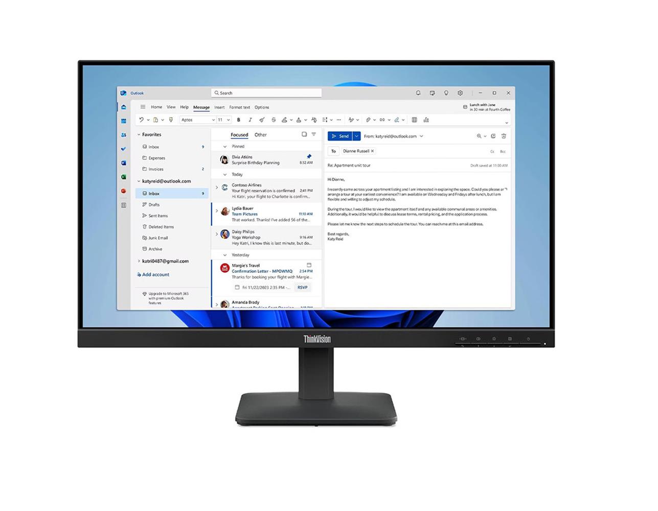 Lenovo 23.8" Thinkvision 64B5Kat1Tk S24-4E 100Hz 4Ms Full Hd Ips Hdmı+Vga Monitör