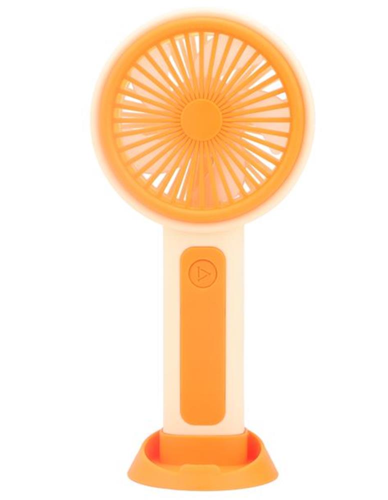 Feny Fn-F25 Krem- Turuncu Kademeli Ultra Sessiz Şarjlı Taşınabilir,Standlı 500Mah Mini El Fanı