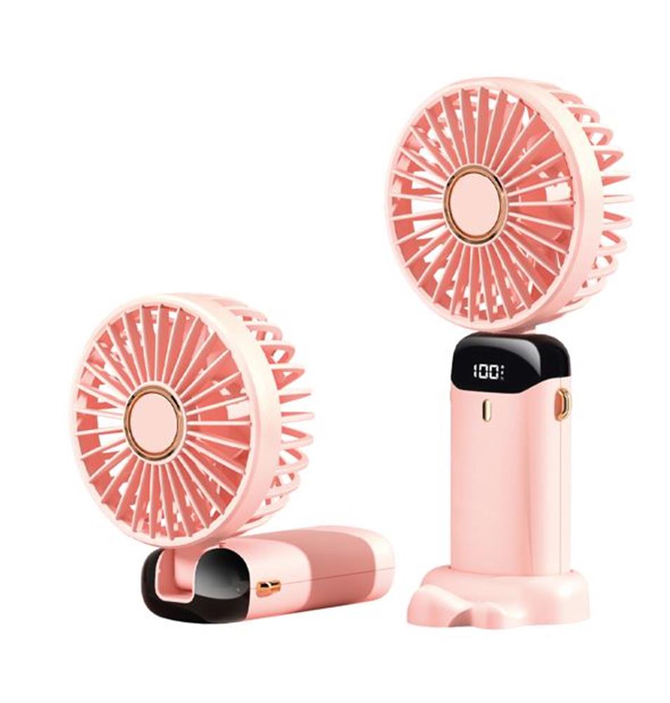 FENY FN-F30 PEMBE KADEMELİ ULTRA SESSİZ LED GÖSTERGELİ KATLANABİLİR ŞARJLI 1200MAH MİNİ EL FANI