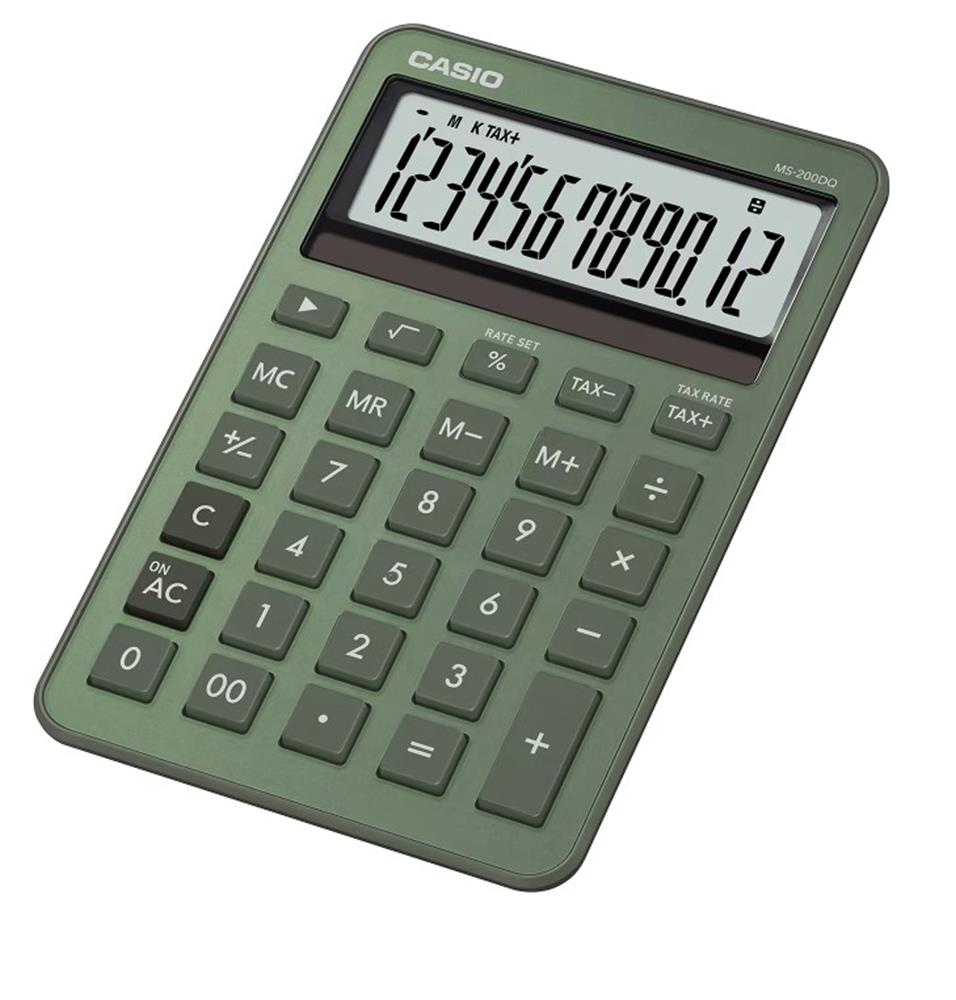 Casio Ms-200Dq-Gn 12 Hane Puslu Yeşil Üstü Hesap Makinesi