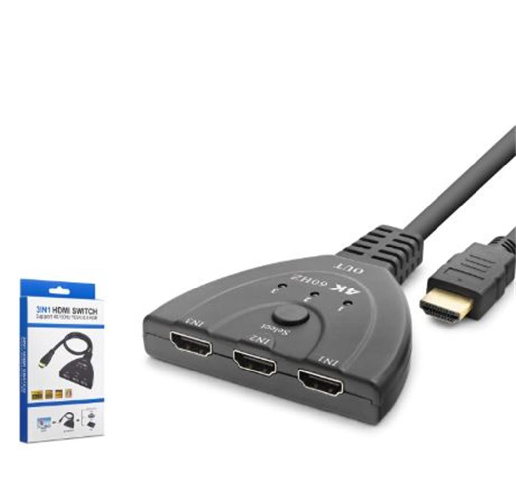 Hadron Hdx7870 Hdmı Switch 4K 60 Hz Hdr 3 In 1 Out - Siyah