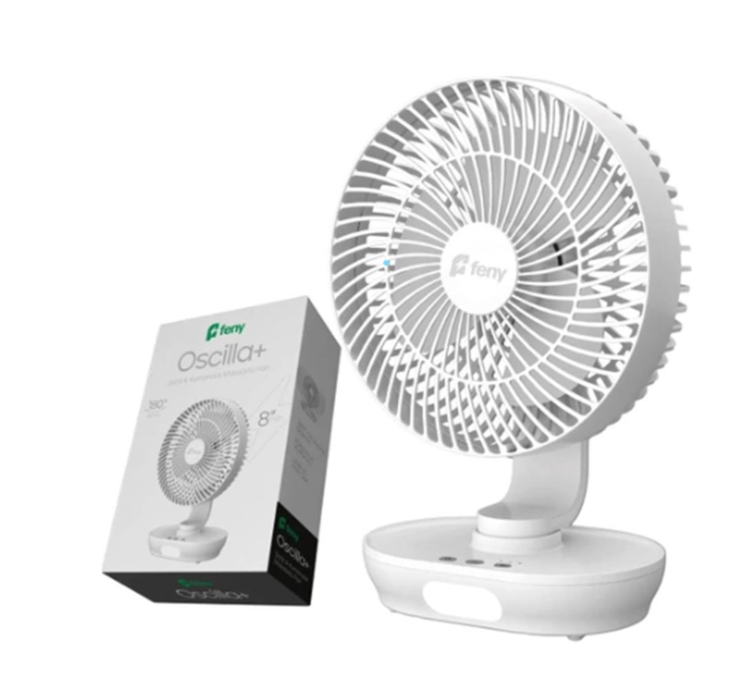 Feny Fn-F88 Oscilla 3 Kademe Hız Ayarlı 180° 3000 Mah Şarjlı  8"Masüstü Vantilatör 150° Salınım