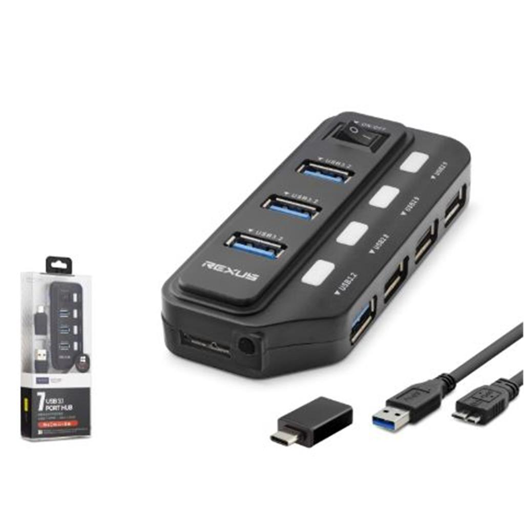 İetop U332 Usb Type-C 3.2 Gen1 Anahtarlı Hub 7 Port 5 Gbps Siyah