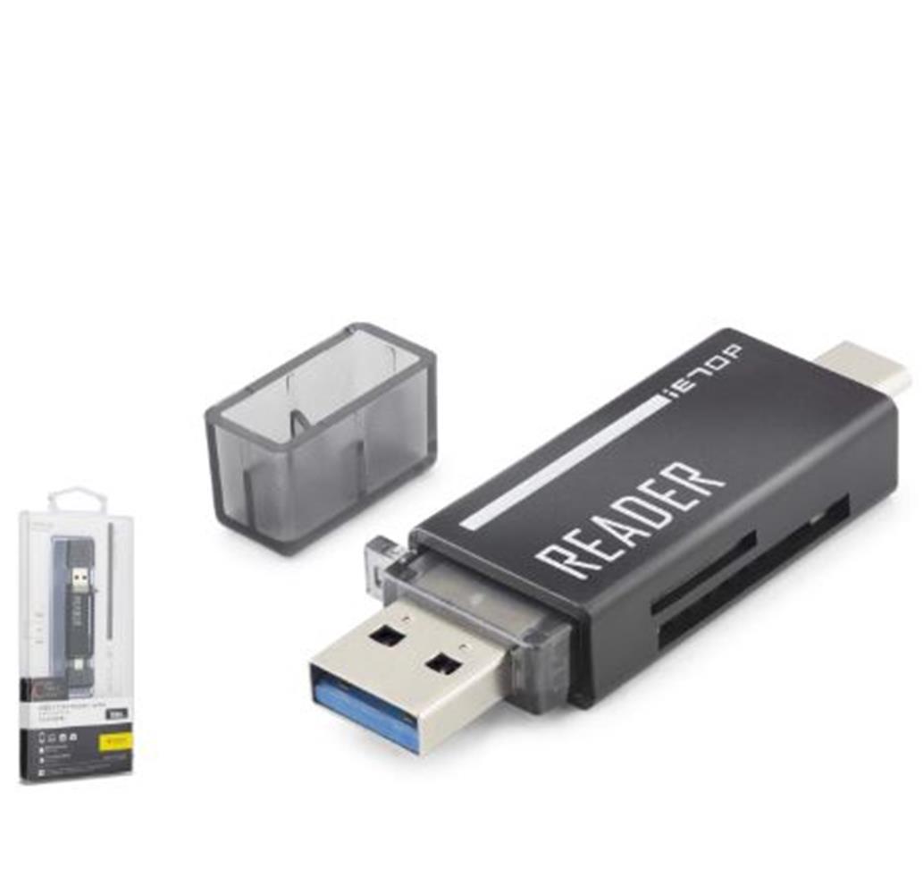 İetop Tc306Ac Usb Type-C 3.2 Gen1 Kart Okuyucu Sd Microsd 5 Gbps Siyah