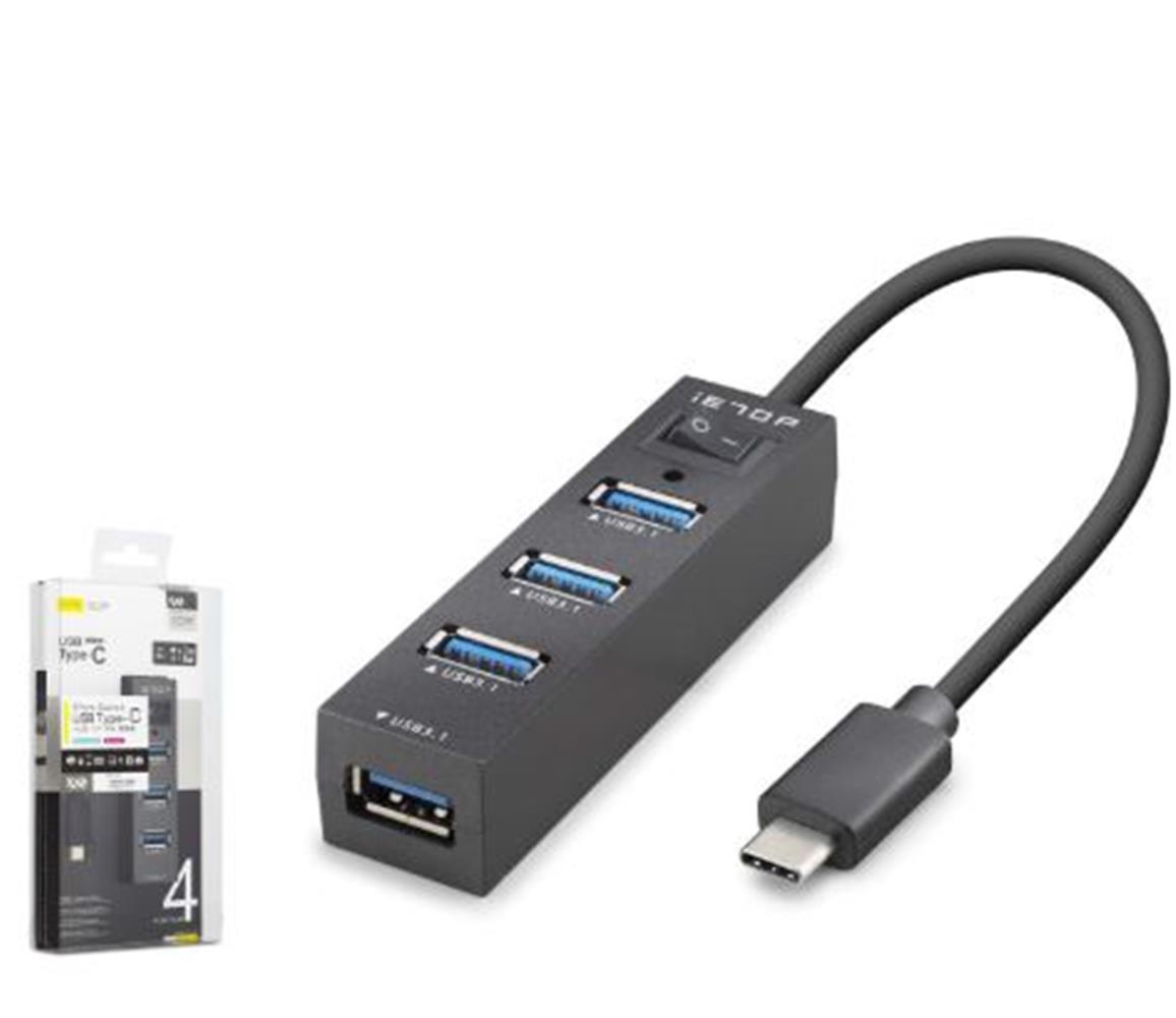 İetop Tu329 Type-C 3.1 Gen1 Anahtarlı Hub 4 Port 5 Gbps Siyah