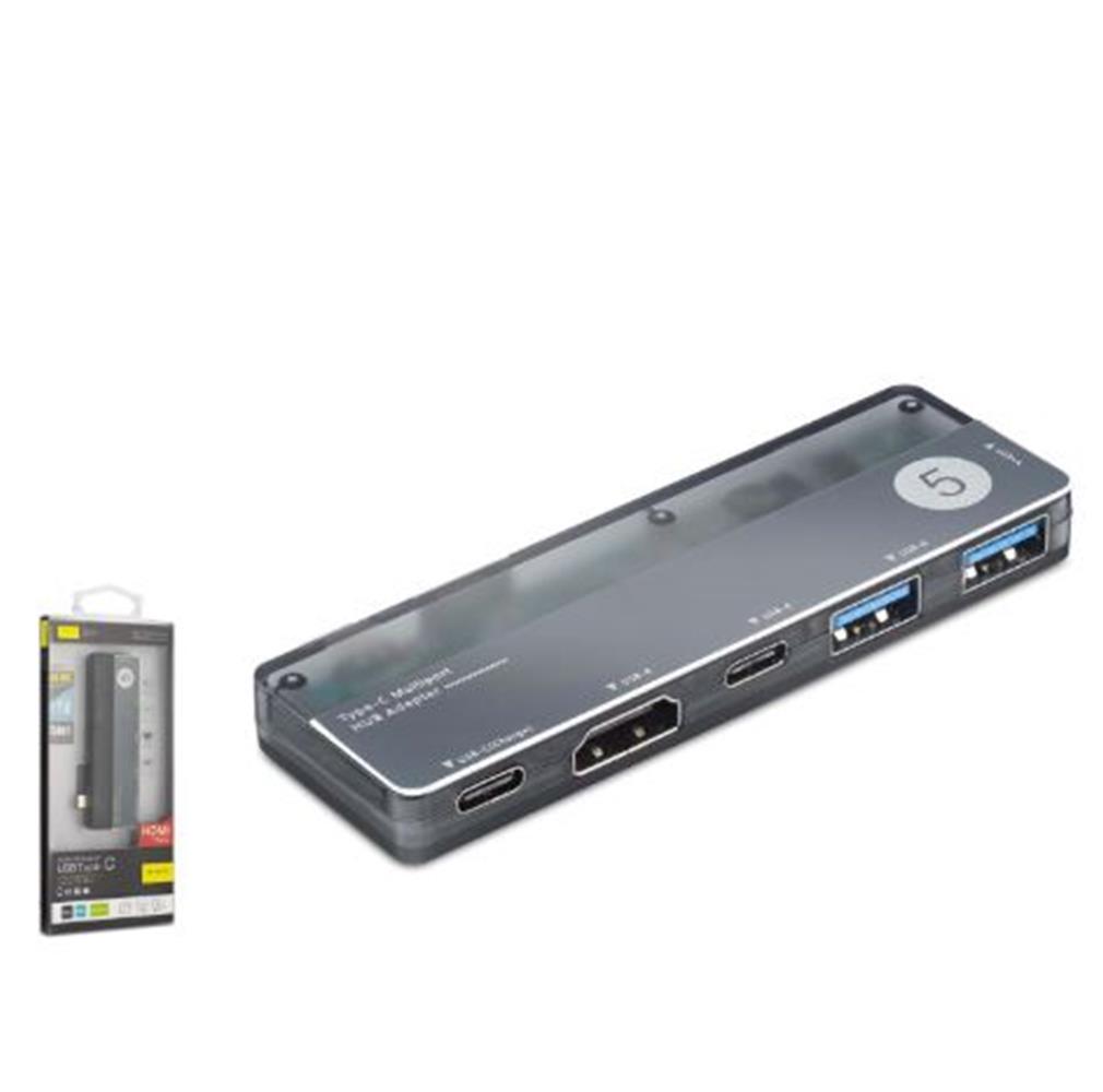 İetop Tuh353 Type-C 3.1 Gen1 Combo Hub Pd Hdmı 4K 5 Port 5 Gbps Alüminyum Gri