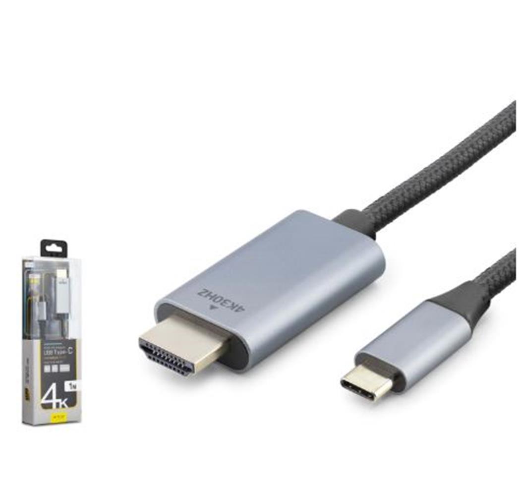 İetop Th03A Type-C To Hdmı Görüntü Kablosu 4K 30 Hz Örgülü 1 M Gri