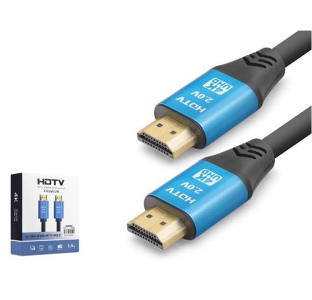 Nodar Nd4052 Hdmı 2.0 Kablo 4K 60 Hz Od 8.0 Mm 5 M Siyah Mavi