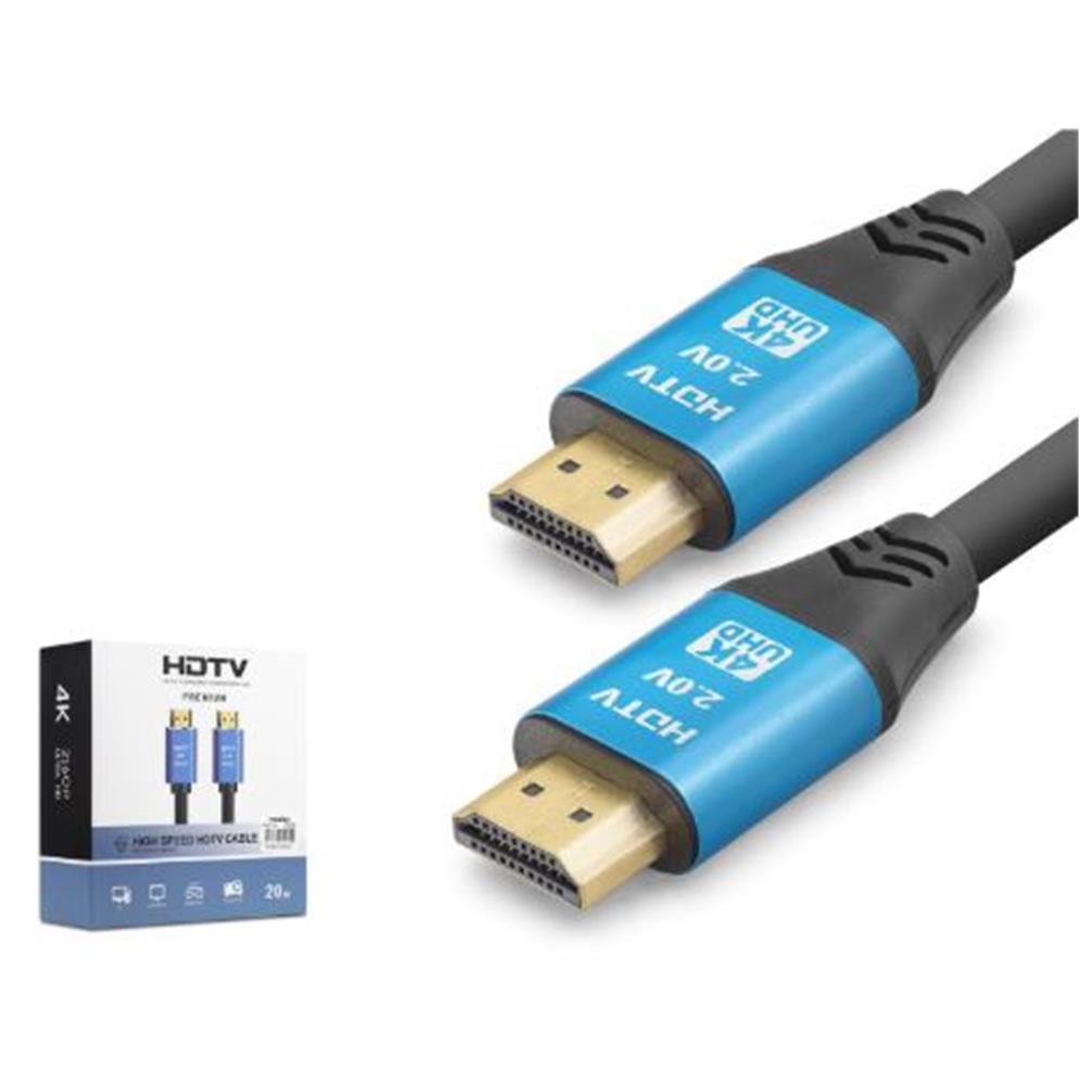 Nodar Nd4055 Hdmı 2.0 Kablo 4K 60 Hz Od 8.0 Mm 20 M Siyah Mavi
