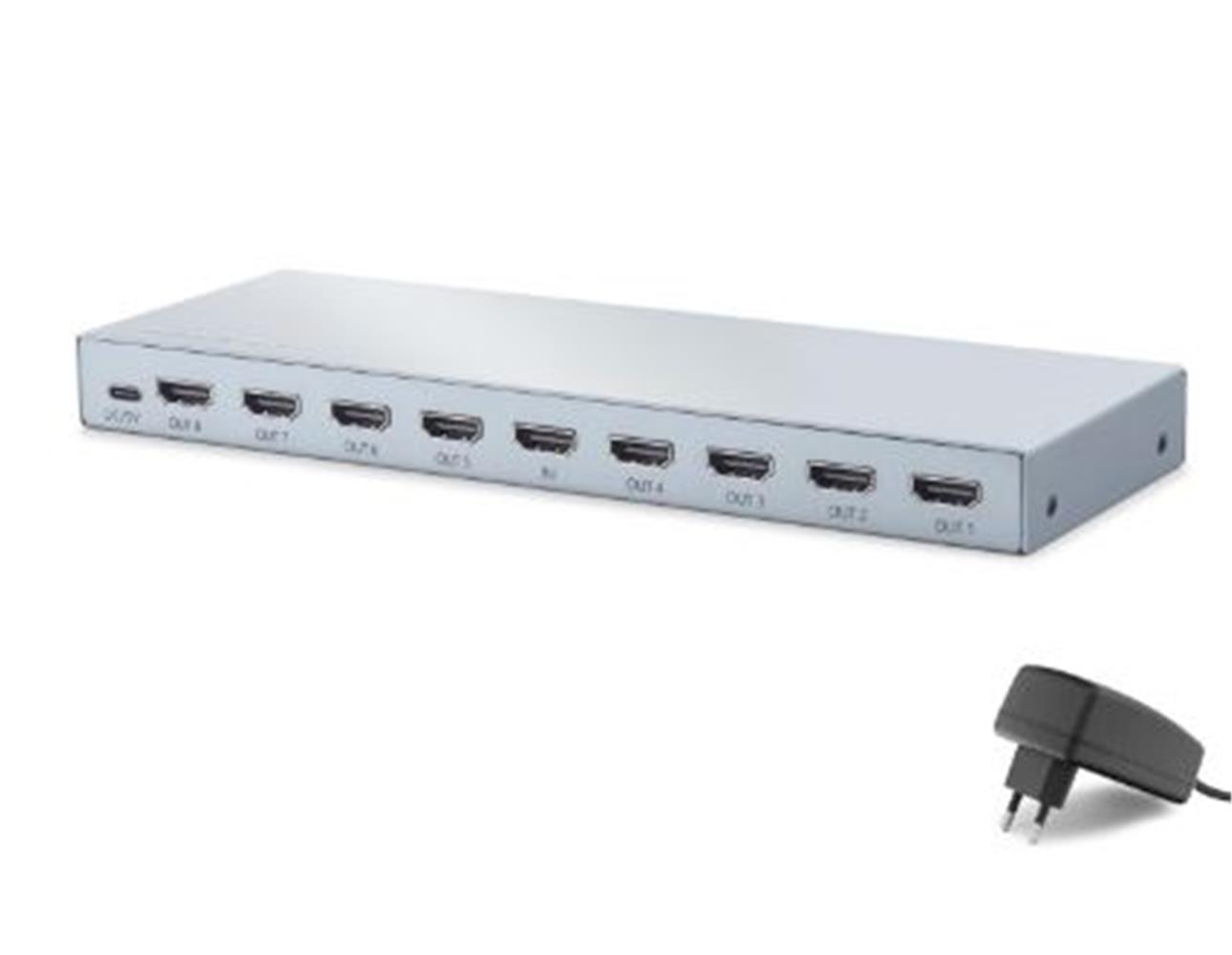 Hadron Hdx1433 Hdmı Splitter Edıd 8K 60 Hz 1 Giriş 8 Çıkış Gri