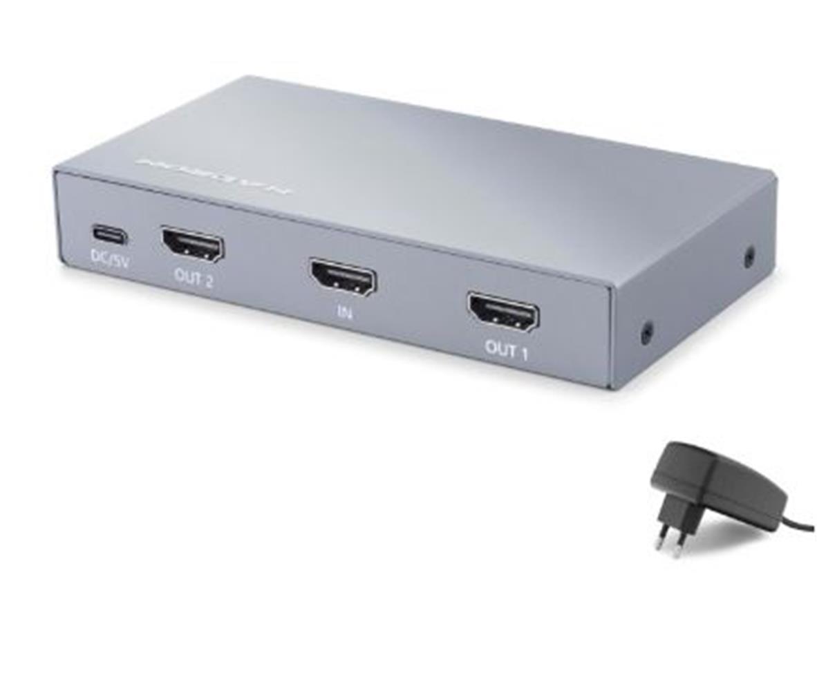 Hadron Hdx1431 Hdmı Splitter Edıd 8K 60 Hz 1 Giriş 2 Çıkış Gri