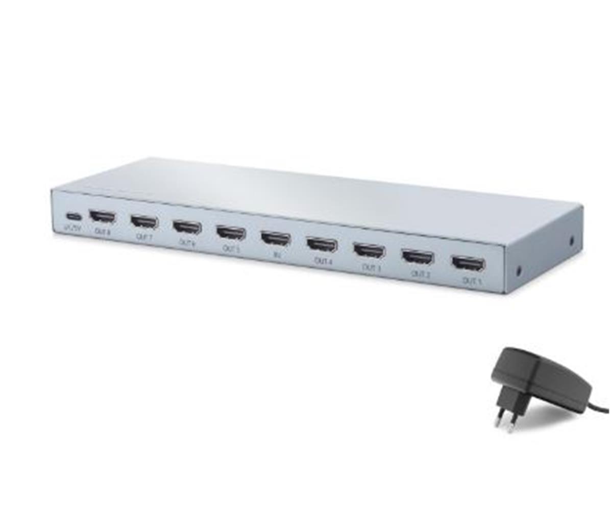 Hadron Hdx1430 Hdmı Splitter Edıd 4K 60 Hz 1 Giriş 8 Çıkış Gri