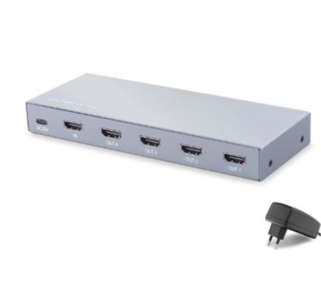 Hadron Hdx1429 Hdmı Splitter Edıd 4K 60 Hz 1 Giriş 4 Çıkış Gri