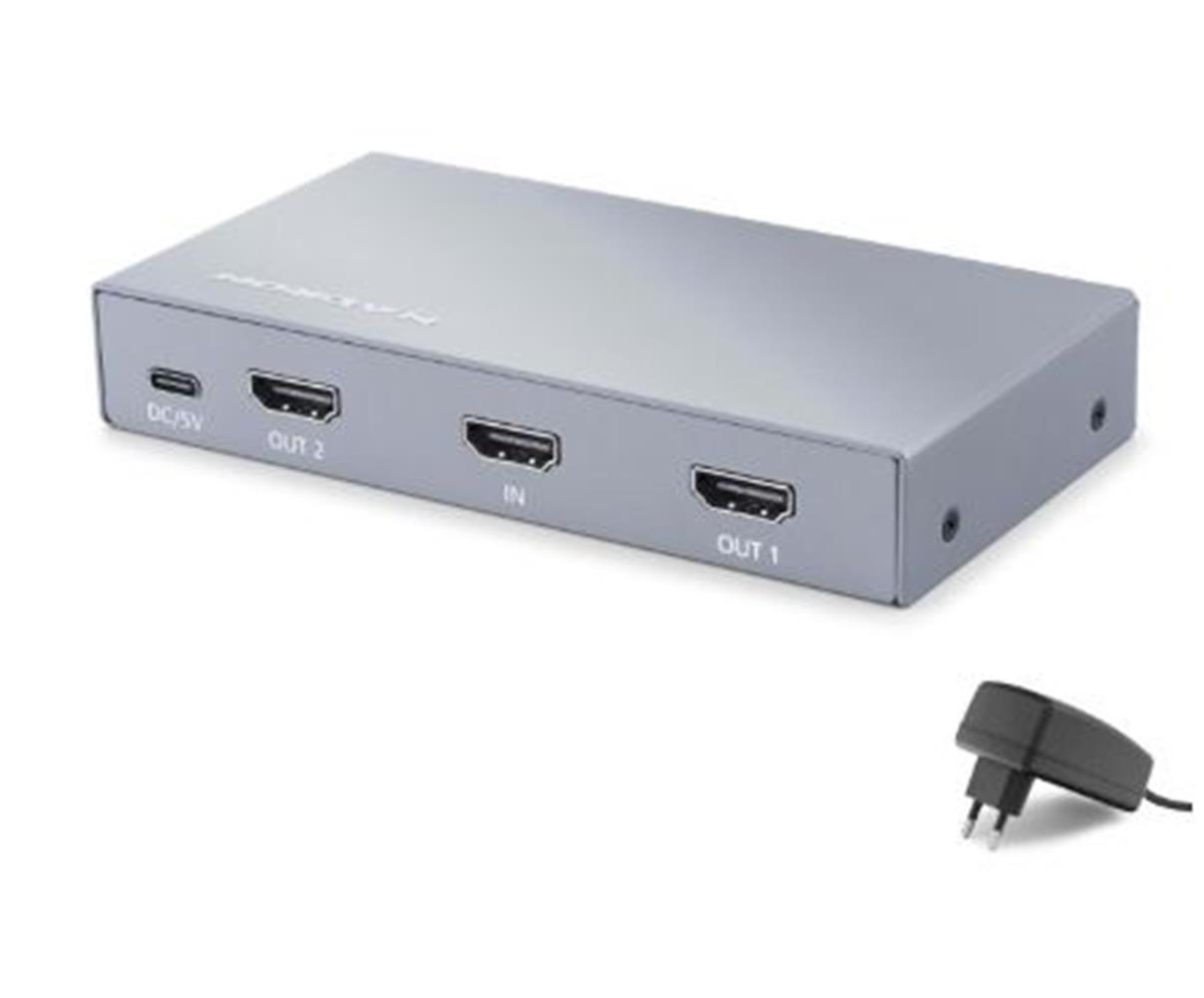 Hadron Hdx1428 Hdmı Splitter Edıd 4K 60 Hz 1 Giriş 2 Çıkış Gri