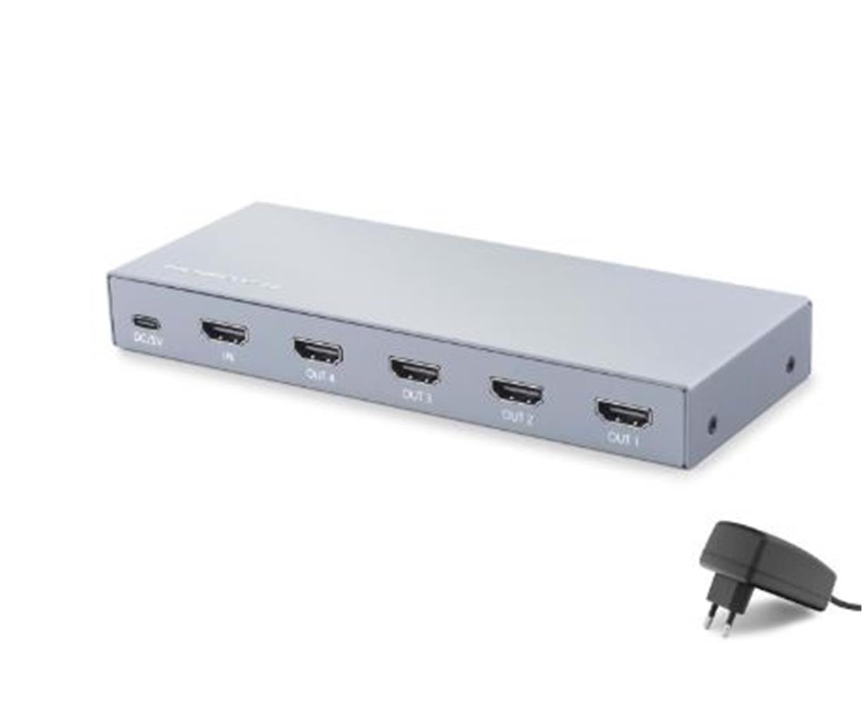 Hadron Hdx1432 Hdmı Splitter Edıd 8K 60 Hz 1 Giriş 4 Çıkış Gri
