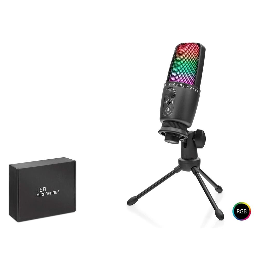 HADRON ME31 Gaming RGB Tripod Mikrofon Dokunmatik Mute Gain Kontrollü Type-C Siyah