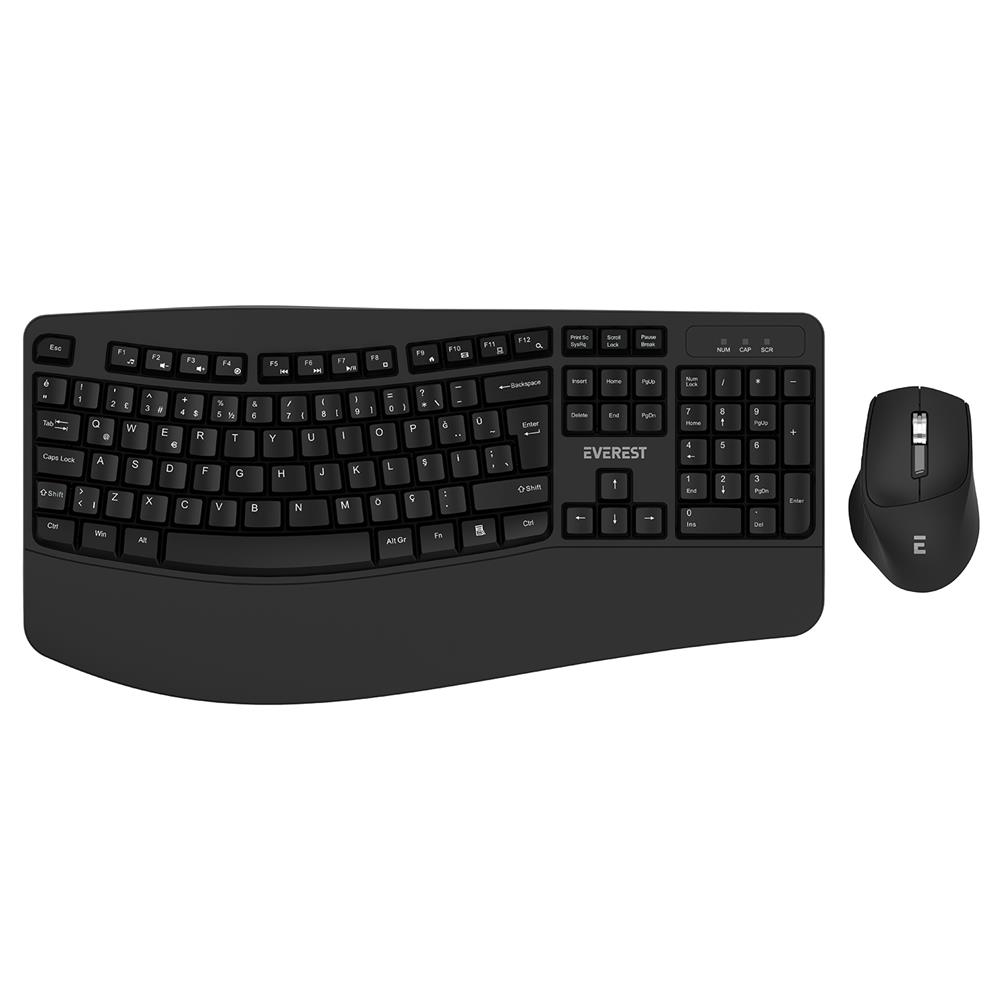 EVEREST KM-35 COMFY SIYAH KABLOSUZ ERGONOM...