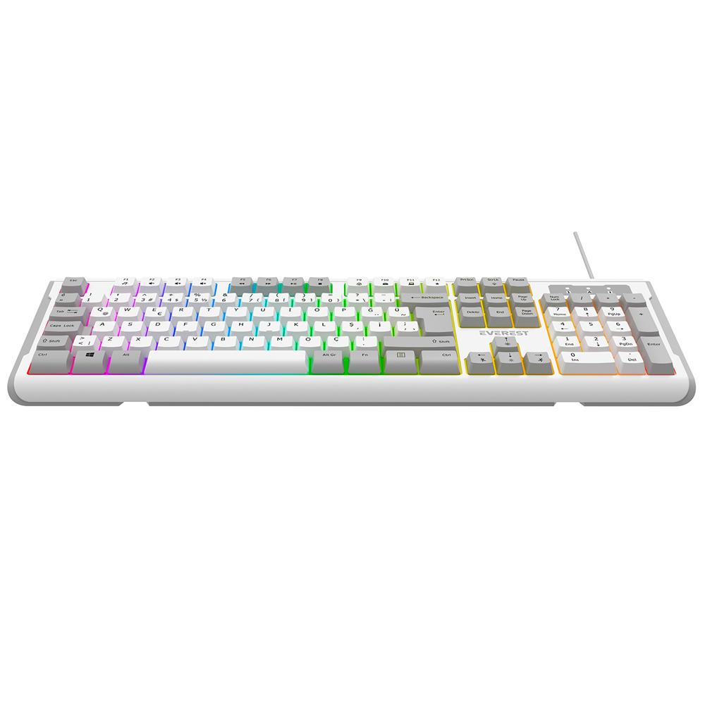 EVEREST KB-74 BEYAZ-GRI USB RAINBOW AYDINL...