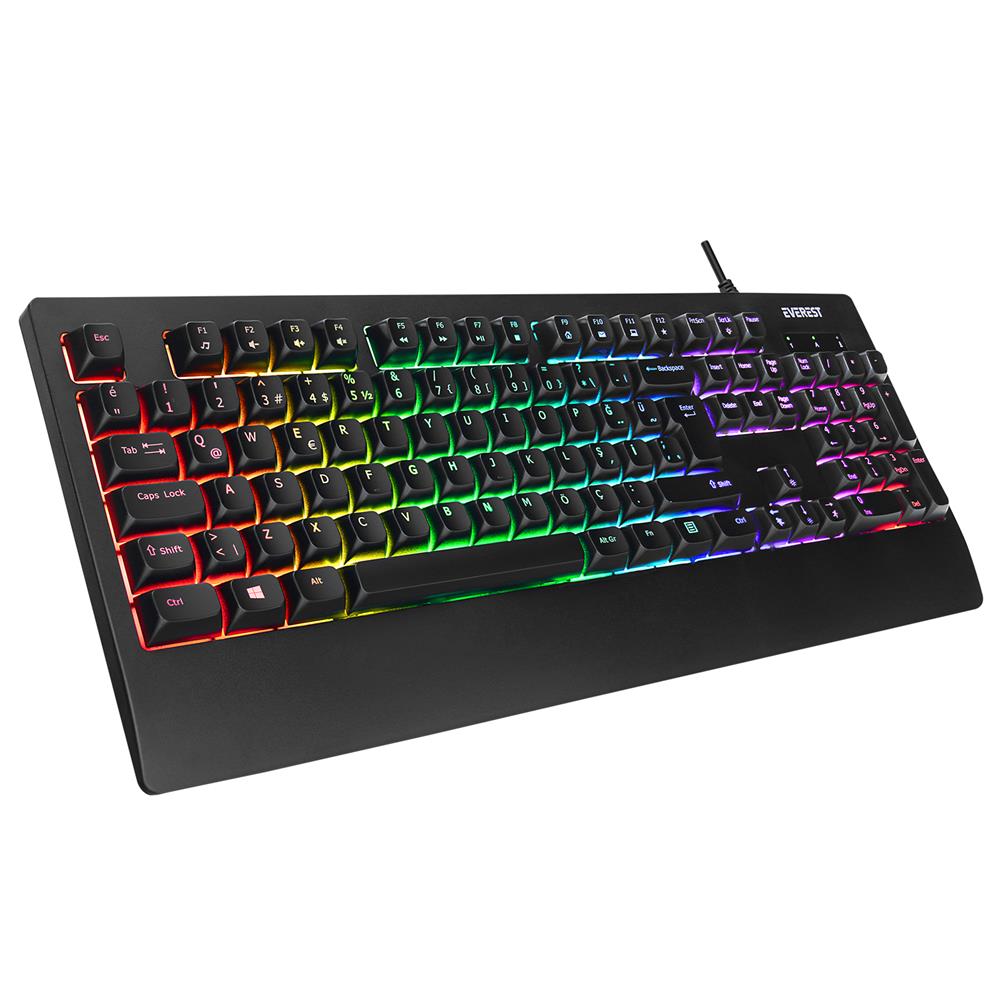 EVEREST KB-93 SIYAH USB RAINBOW AYDINLATMA...