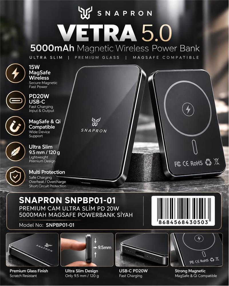 Snapron Snppb01-01 Siyah 5000 mah Pd 20W U...